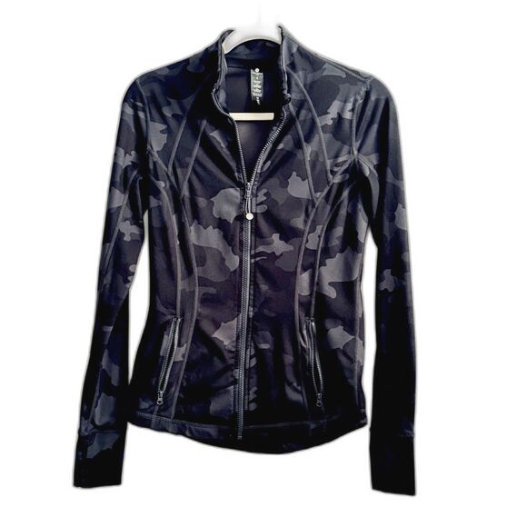 Yogalicious Jackets & Blazers - Yogalicious Lux Athletic Yoga Jacket Women's S Black Gray Camo Thumbholes Zip